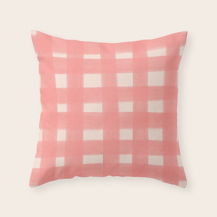 checks checks-pink rose Throw Pillow Gallery Image 6