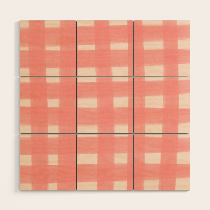 checks checks-pink rose Wood Wall Art Gallery Image 1