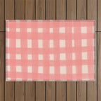 checks checks-pink rose Outdoor Rug Gallery Image 1