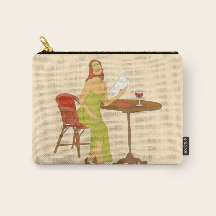 Woman at a Cafe in Rome Carry All Pouch Gallery Image 1