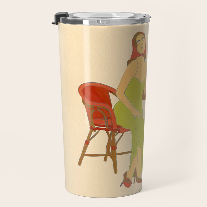 Woman at a Cafe in Rome Travel Mug Gallery Image 3