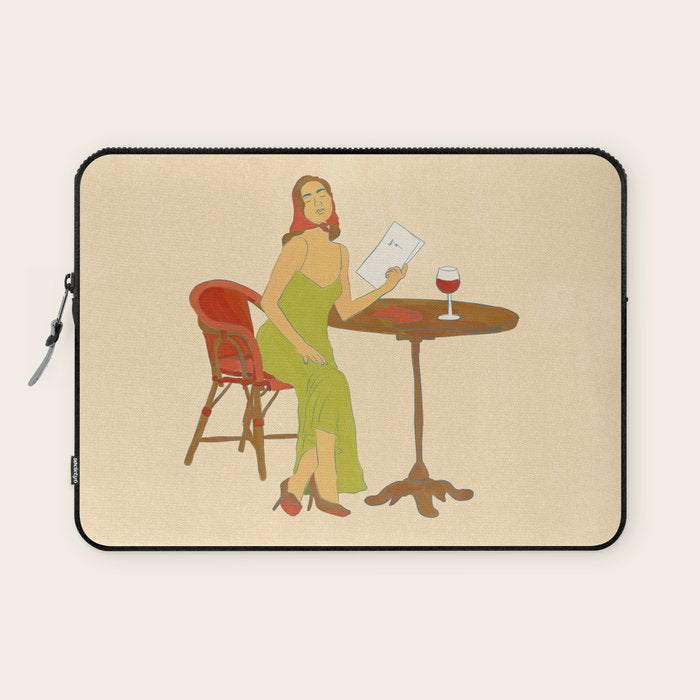 Woman at a Cafe in Rome Laptop Sleeve Gallery Image 1
