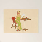 Woman at a Cafe in Rome Welcome Mat Gallery Image 1