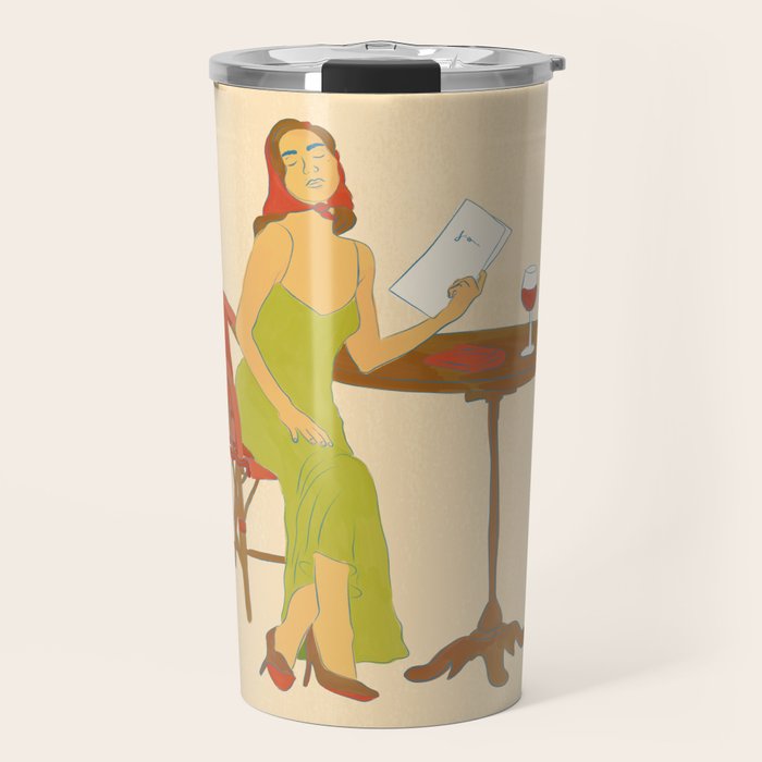 Woman at a Cafe in Rome Travel Mug Gallery Image 1