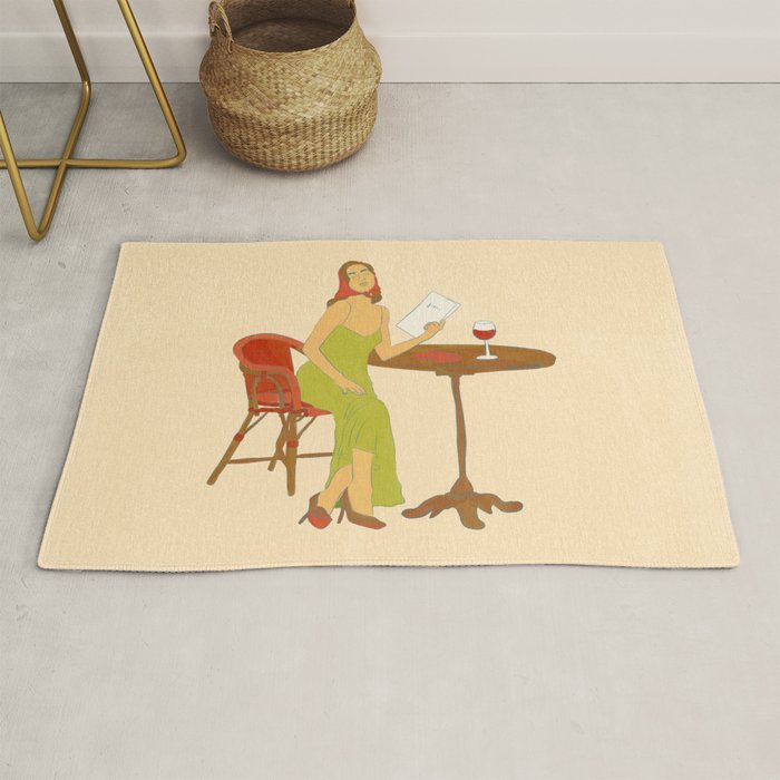 Woman at a Cafe in Rome Rug Gallery Image 1