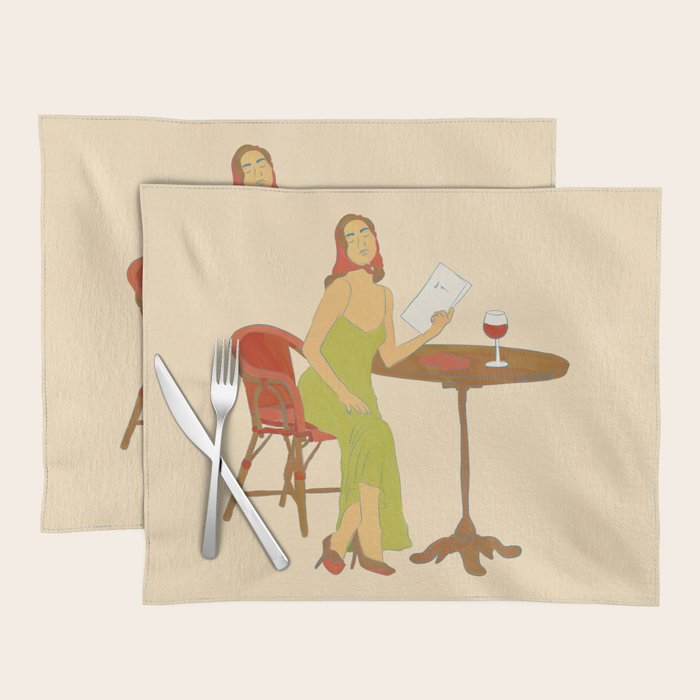 Woman at a Cafe in Rome Placemat Gallery Image 1