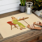 Woman at a Cafe in Rome Outdoor Rug Gallery Image 2