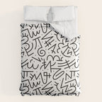 Abstract black and white line doodle pattern Comforter Gallery Image 6