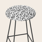 Abstract black and white line doodle pattern Stool Gallery Image 2