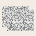 Abstract black and white line doodle pattern Placemat Gallery Image 1