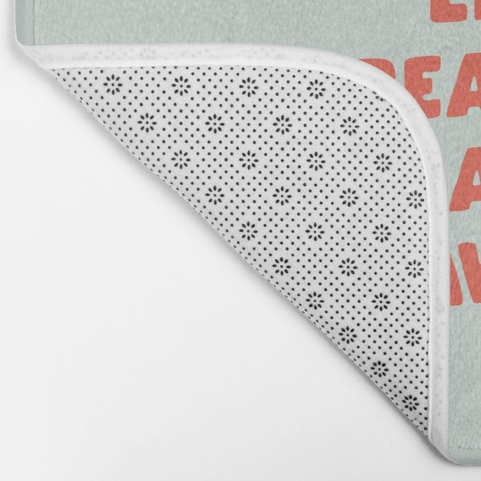 Actually Life is Beautiful and I Have Time typography print in pastel green and red Bath Mat Gallery Image 2