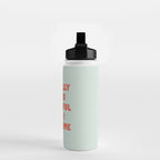 Actually Life is Beautiful and I Have Time typography print in pastel green and red Water Bottle Gallery Image 2