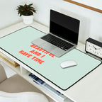 Actually Life is Beautiful and I Have Time typography print in pastel green and red Desk Mat Gallery Image 2