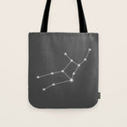 Virgo Zodiac Star Constellation Line Art Grey Tote Bag Gallery Image 1