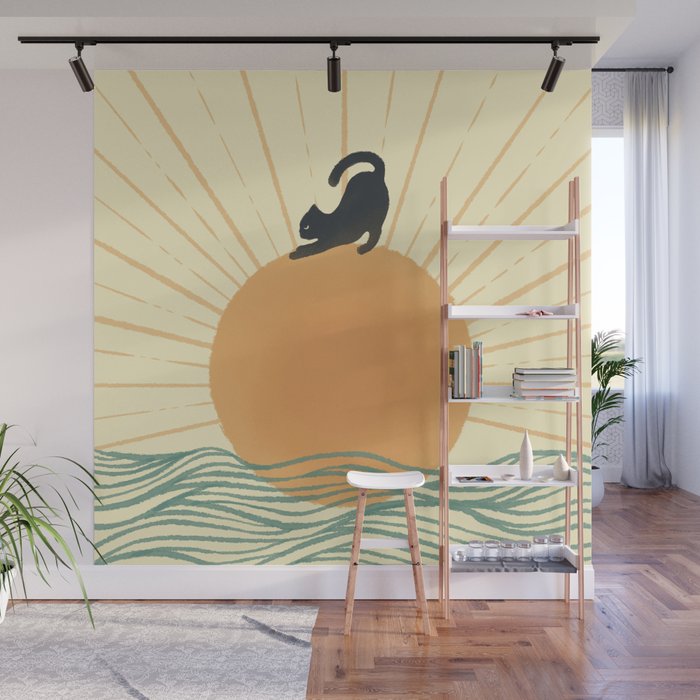 Good Morning Meow 7 Sunny Day Ocean  Wall Mural Gallery Image 1