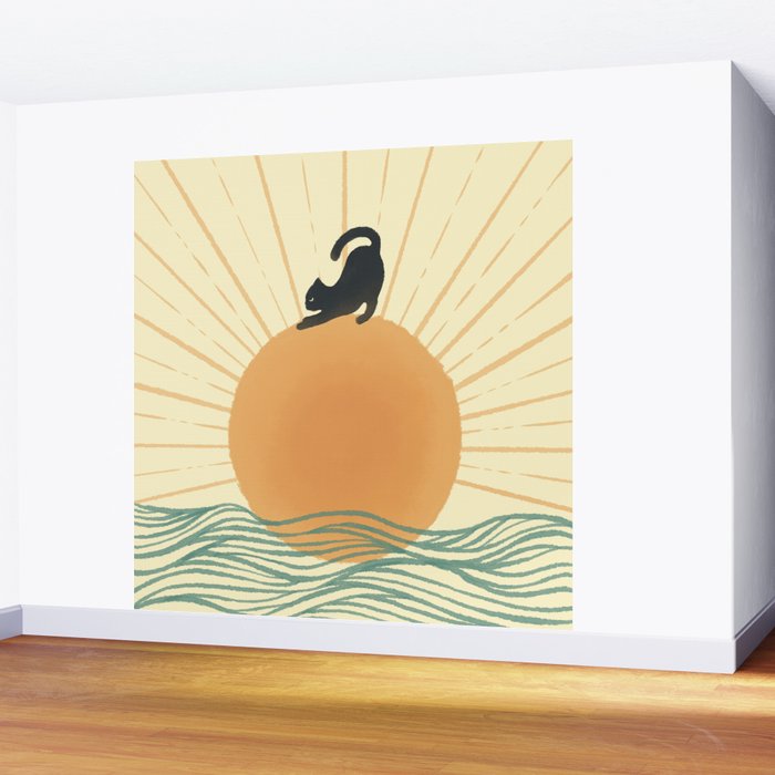Good Morning Meow 7 Sunny Day Ocean  Wall Mural Gallery Image 2