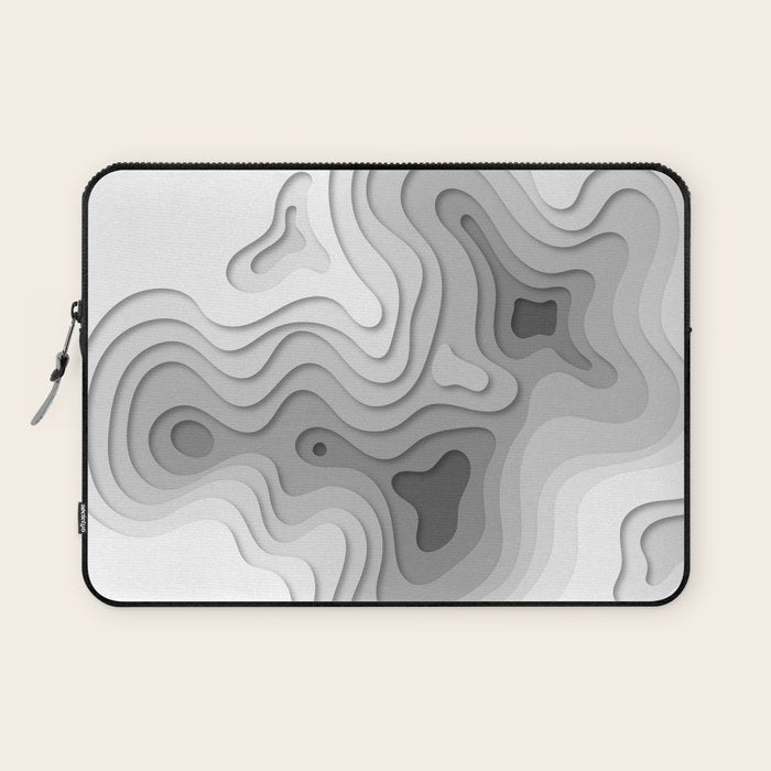 White Topographic Map Laptop Sleeve Gallery Image 1