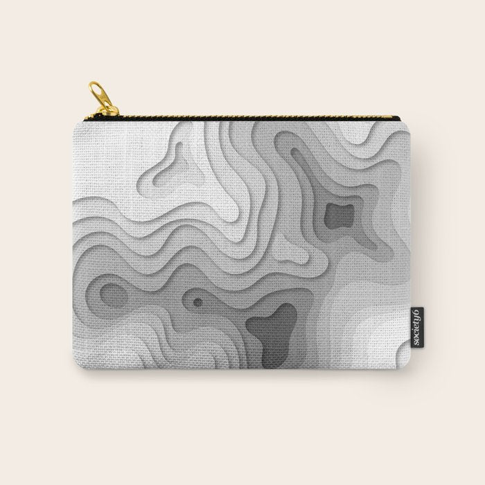 White Topographic Map Carry All Pouch Gallery Image 1