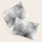 White Topographic Map Pillow Sham Gallery Image 3