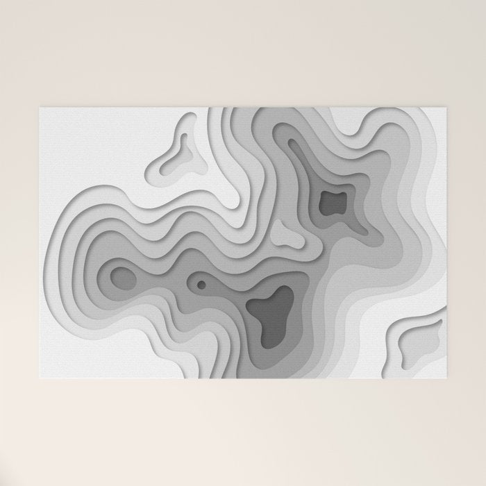 White Topographic Map Welcome Mat Gallery Image 1