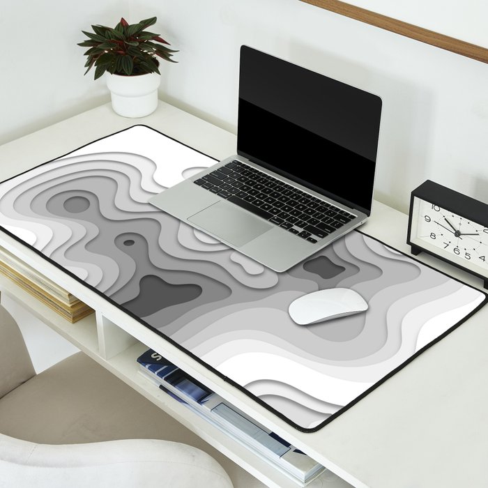 White Topographic Map Desk Mat Gallery Image 2