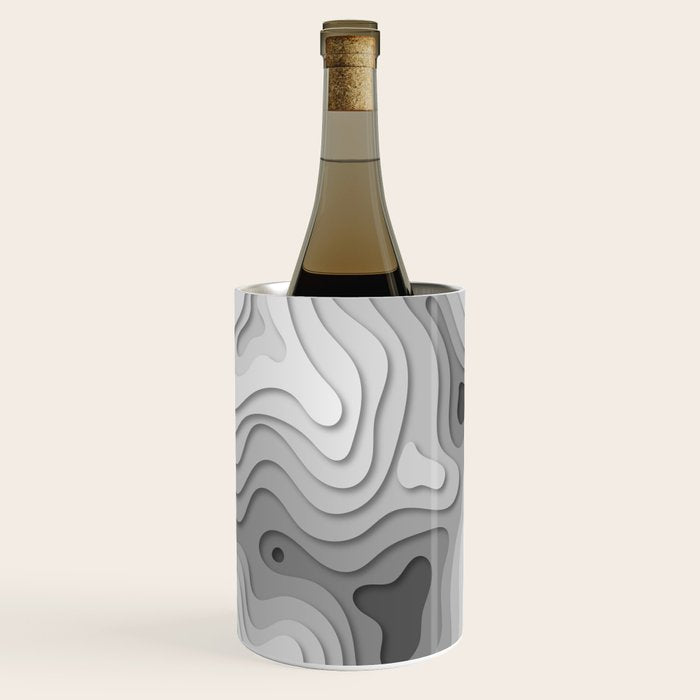 White Topographic Map Wine Chiller Gallery Image 1