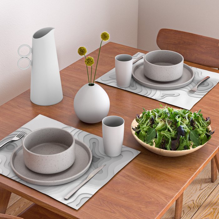 White Topographic Map Placemat Gallery Image 2