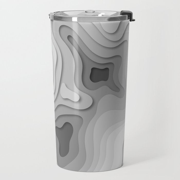 White Topographic Map Travel Mug Gallery Image 2