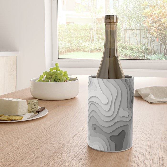 White Topographic Map Wine Chiller Gallery Image 4