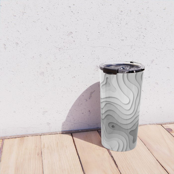 White Topographic Map Travel Mug Gallery Image 4