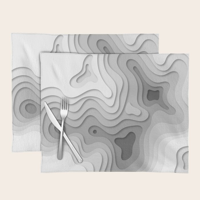 White Topographic Map Placemat Gallery Image 1