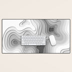 White Topographic Map Desk Mat Gallery Image 1