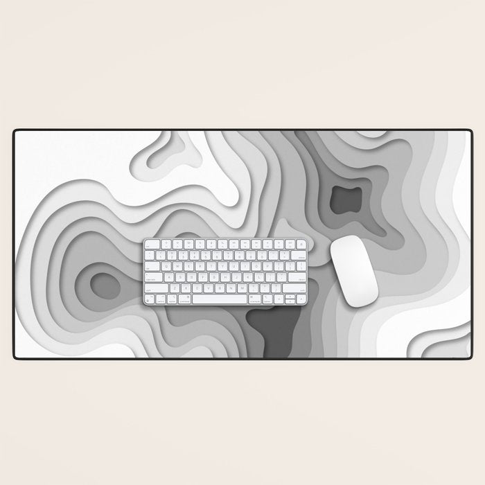 White Topographic Map Desk Mat Gallery Image 1