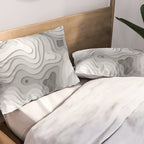 White Topographic Map Pillow Sham Gallery Image 2