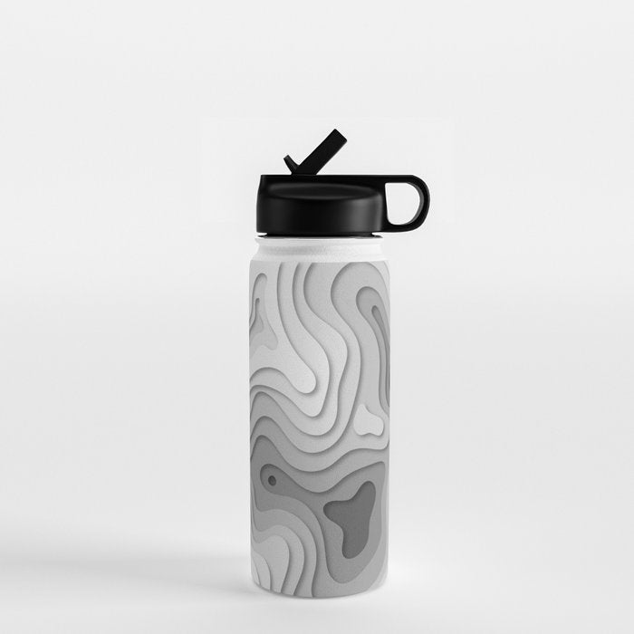 White Topographic Map Water Bottle Gallery Image 1