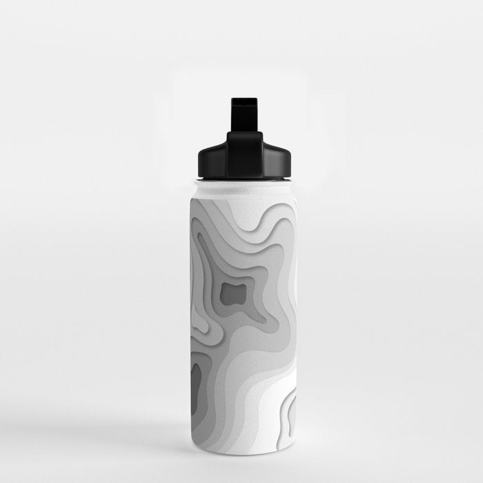 White Topographic Map Water Bottle Gallery Image 2