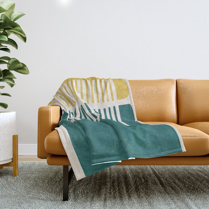 Teal Mustard MCM Bold Abstract Throw Blanket Gallery Image 1