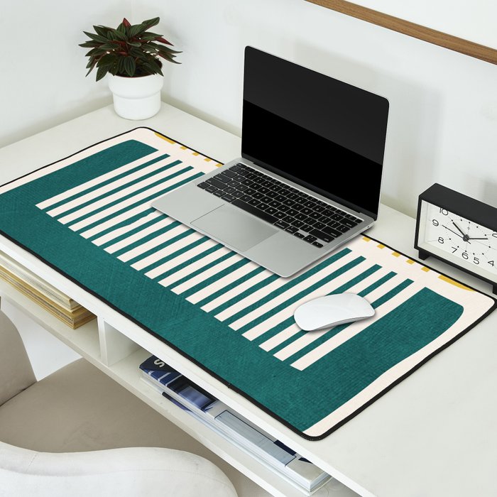 Teal Mustard MCM Bold Abstract Desk Mat Gallery Image 2