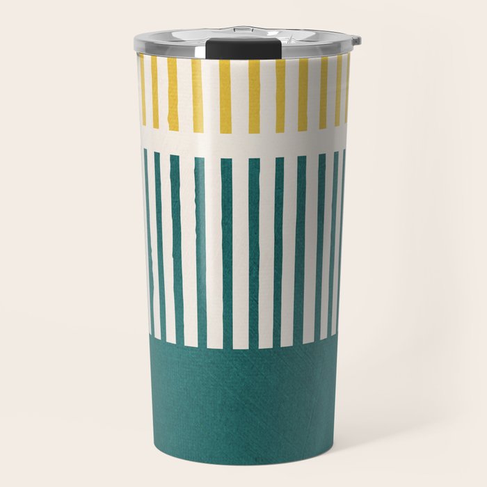 Teal Mustard MCM Bold Abstract Travel Mug Gallery Image 1