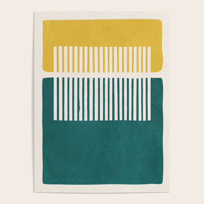 Teal Mustard MCM Bold Abstract Poster Gallery Image 4