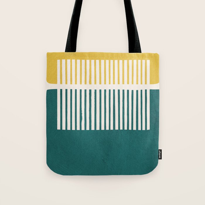Teal Mustard MCM Bold Abstract Tote Bag Gallery Image 1