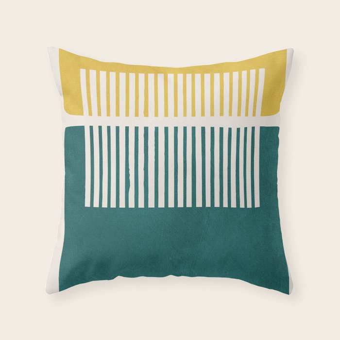 Teal Mustard MCM Bold Abstract Throw Pillow Gallery Image 1