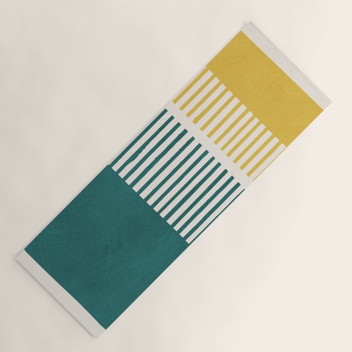 Teal Mustard MCM Bold Abstract Yoga Mat Gallery Image 1