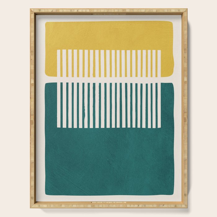 Teal Mustard MCM Bold Abstract Serving Tray Gallery Image 1
