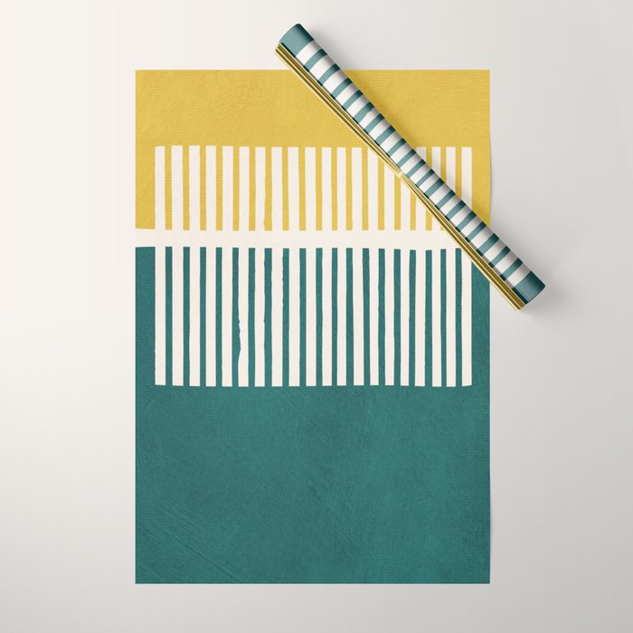 Teal Mustard MCM Bold Abstract Wrapping Paper Gallery Image 1