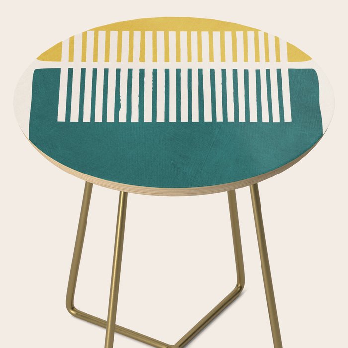 Teal Mustard MCM Bold Abstract Side Table Gallery Image 2