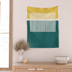 Teal Mustard MCM Bold Abstract Wall Tapestry Gallery Image 2