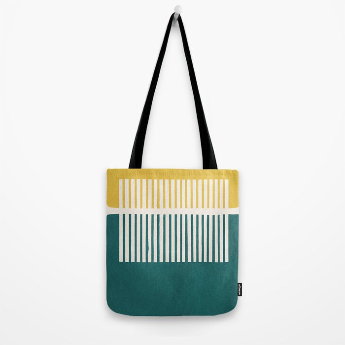 Teal Mustard MCM Bold Abstract Tote Bag Gallery Image 2