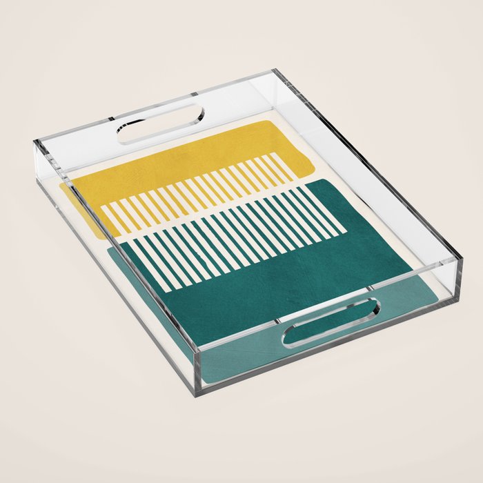 Teal Mustard MCM Bold Abstract Acrylic Tray Gallery Image 1