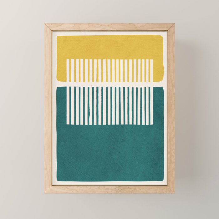 Teal Mustard MCM Bold Abstract Mini Art Print Gallery Image 1